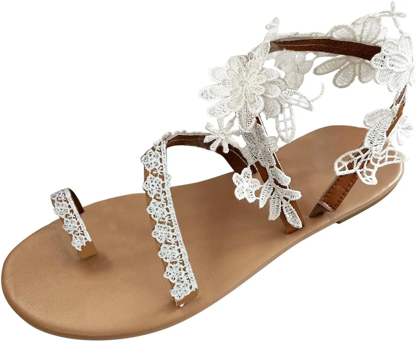 Women's Elastic Ankle Strap Flat Sandals Open Toes Ankle Strap Cool Shoes Comfortable Walking Flat Sandals