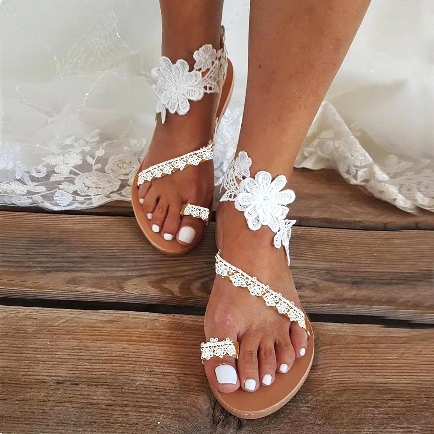 Women's Elastic Ankle Strap Flat Sandals Open Toes Ankle Strap Cool Shoes Comfortable Walking Flat Sandals
