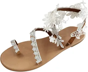 Women's Elastic Ankle Strap Flat Sandals Open Toes Ankle Strap Cool Shoes Comfortable Walking Flat Sandals