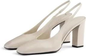 Women's Slingback High Heel Pumps Square Toe Backstrap Sandals Block High Heel Patent Leather Slip On Wedding Party Dress Shoes for Women